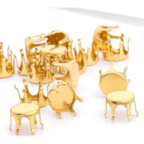 50/20Pcs Copper Base Sew on Zircon Claw- Settings Golden Metal Container Gemstone Support Rhinestone Bottom Base for Crystal