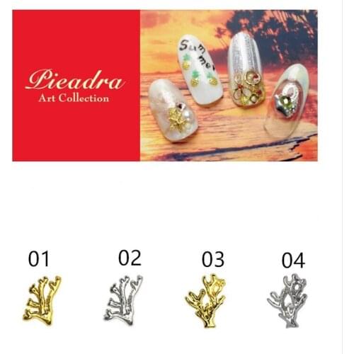 50pcs/pack Japan Korea New Nail Art Alloy Gold silver Coral Jewellry Accessories Collections for Women Nail Polish DIY