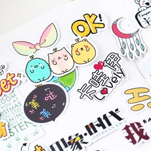 68pcs Handbill sticker cute cartoon day set hand book translucent Scrapbooking Stickers /Decorative decoration /paper stickers