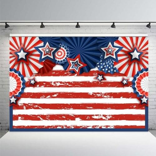 American Flag 4th of July Backdrop USA Retro Wooden Floor Patriotic Independence Day Photography Background