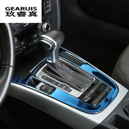 Car Styling For Audi A4 B8 A5 Central control Gear Shift Panel Gears Handrest Water cup Cover Stickers Interior Auto Accessories