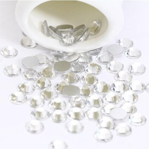 Free shipping White nail art SS3-SS34 size round shape Glass Crystal nail rhinestones Diy Clothing accessories