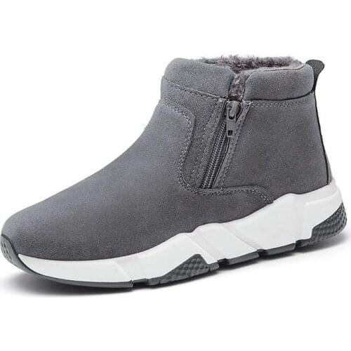 2021 Autumn Winter New British Style Boots for Male Plush Slip-on Low Heel Shallow Snow Boots Comfortable Non-slip for Climb