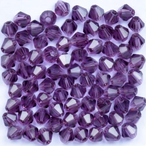 4mm 100pcs Bicone Austrian crystals loose beads ball supply violet color plating bracelet necklace Jewelry Making DIY