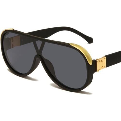 One-Piece Womens Sunglasses Brand Designer Pink Green Men Shades Oversized Womens Fashion Sun Glasses Pilot Flat Lens Eyewear