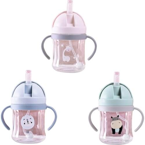 Feeding Cup With Straw Anti Choked Handle Drinker Portable Newborn Training Water Cup GravityBall Baby Learn DrinkingBottle Kids