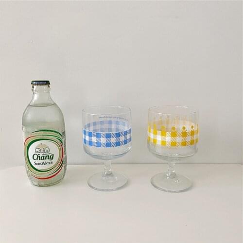 Cutelife Nordic Lattice Transparent Glass Coffee Cup Goblet Whiskey Milk Tea Wine Water Glasses Drinkware Couple Gifts Shot Cup