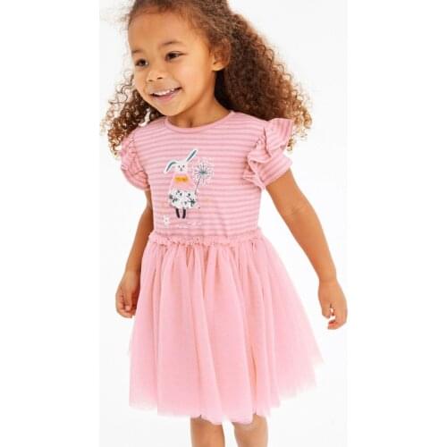 Kids Frocks 2021 New Summer Baby Girls Clothes Brand Dress Toddler Cotton Dot Bunny Flower Print Dresses for Kids 2-7 Years