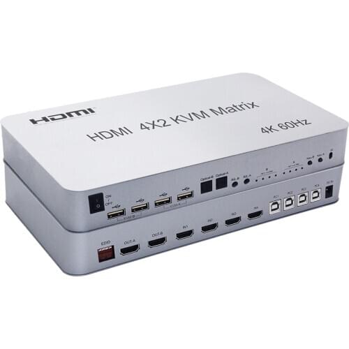 4-port Matrix HDMI KVM Switch 4X2 Hdmi kvm switch 2 port dual monitor 4 port dual monitor KVM Switch Matrix Switcher HDMI USB
