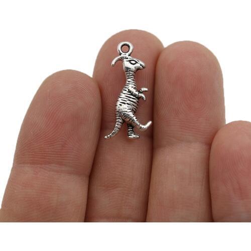 JAKONGO Silver Plated Dinosaur Charm Pendants for Jewelry Making Bracelet DIY Accessories 23x10mm 20pcs