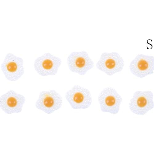 10PCS S L Diy Resin Fried Egg White Egg Flatback Cabochons 1:12 Dollhouse Miniature Food DIY Scrapbooking