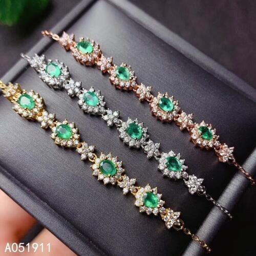 KJJEAXCMY fine jewelry natural Emerald 925 sterling silver new women hand bracelet support test noble