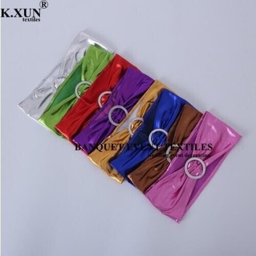 Nice Looking 25pcs Metallic Lycra Chair Band Spandex Chair Sashes For Wedding Banquet Chair Cover Event Party Decoration
