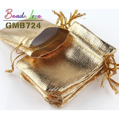 50Pcs/lot 7x9cm 9x12cm Gold Fabric Bags Organza Jewelry Packaging drawstring Velvet Gift Bags & Wedding Favor Pouches Jewellery