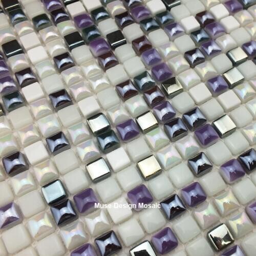 Silver Purple White Glass Mosaic Wall tile for Kithchen backsplash bathroom border tiles DIY Home decor Wallpaper Sticker