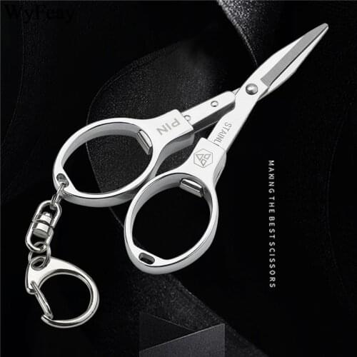 Stainless Steel Folding Scissors Keychain Fold Fishing Scissor Cutter Camping Embroidery Scissors Scissors Needlework Cutting