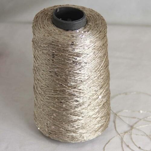 About Sales Pitch 5cm Diameter 3mm 500g Sequi Hand-Knitted C Rochet Handmade Yarn920_10 Beige Silver