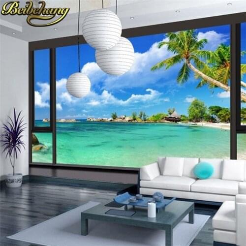 Beibehang wallpapers 3d photo wall paper roll Fun City Seaview minimalist modern kitchen embosse mural wallpaper for living room