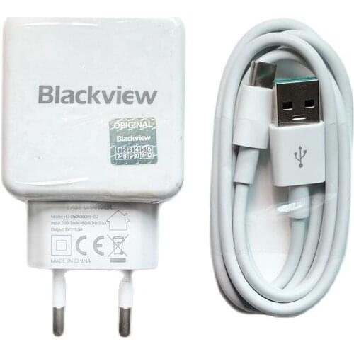 Original New Blackview BV9100 5V 5A Travel Power Charger EU Plug Adapter +Type-C USB Cable Data Line