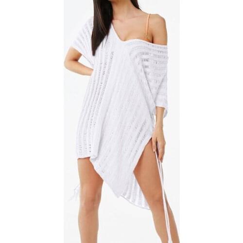 White Beach Cover up Plus size Knitted Beach Tunic 2021 Saida de Praia Swimsuit cover up Sarong Bikini cover up Vestido Playa