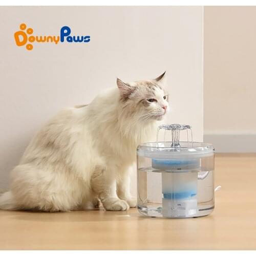 2.6L Cat Flower Waterfall Fountain Automatic Water Dispenser For Cats Mute Pet Drinking Feeder Transparent Filter Water Bowl