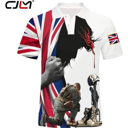 CJLM Polo Shirt Hombre Camisas 3D Print British United Kingdom Soldiers War Memorial Men Clothing Men Tops US size Plus size 5XL