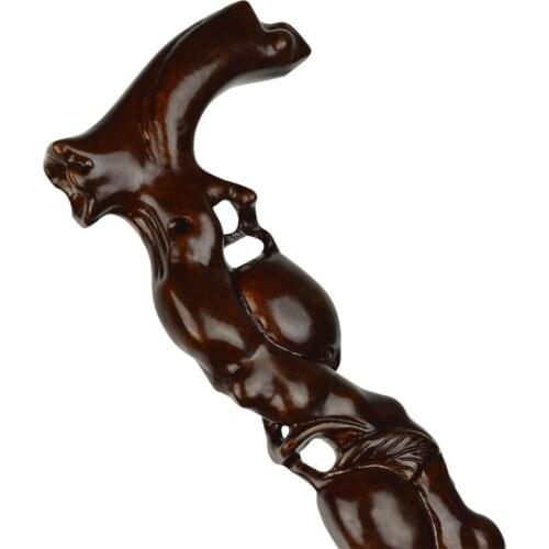 100% Whole Jacoranda Redwood Peach Hand Crutch Carving Craft Old Man Walking Stick Grandpapa Holiday Xmas Gift Solid Wood Canne