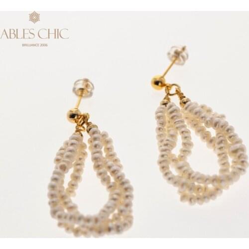 Handmade Baroque Pearls Beads Strands Gold Tone Stud Earrings Natural Freshwater Beaded Warm Harmony Studs Women Fine Jewelry