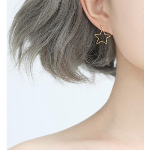 ZS Star Shape Dangle Earrings For Women Girls 925 Sterling Silver Drop Earring 3 Colors Pentagram Stud Earrings Silver Jewelry