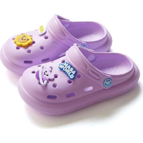 2021 New Child Slippers Summer Beach Shoes Non-Slip Hole Sandals Boy Garden Cartoon Slippers for Girls EVA Clogs Kids Teenages