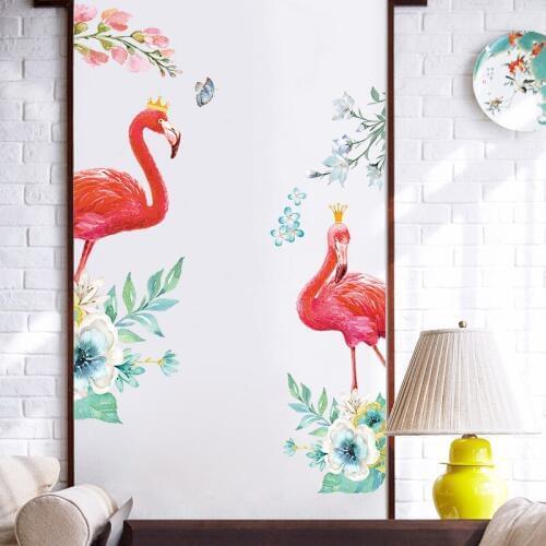 Nordic Style Flamingo Artistic Poster Wall Sticker DIY Creative Animal Living Room Home Decor Door Decoration Stickers Wallpaper