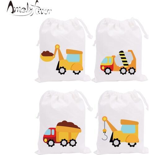 Construction Trucks Theme Party Bags Candy Bags Gift Bags Digger Series 3 Decorations Birthday Event Party Container Supplies
