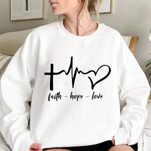 Faith Hope Love Print Christian Fleece Sweatshirts Harajuku Women Men Hoodie Streetwear Top Autumn Spring O Neck Pullover Hoody