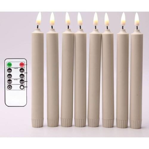 Pack of 4 Yellow Flickering Decorative LED Taper Candles With Remote,8/10 inch Black Wick Bullet Shape Flameless Candles