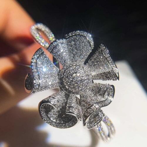 High Quality Charm Flower Bracelet Luxury Inlay Full Shiny Small Zircon Geometry Jewelry For Women Wedding Engagement Party Gift