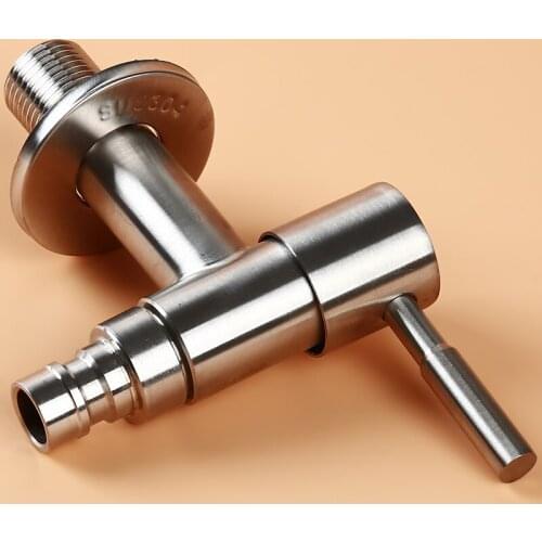 1PC Stainless Steel T-word Shaped Washing Machine Water Faucet Hot Modern Garden Fast Open Faucet / Wall Mounted Taps Bibcock