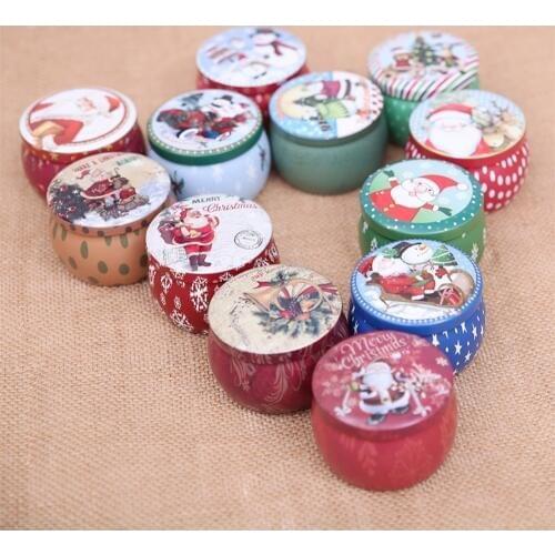 1Pc Christmas Santa Claus Snowman Mini Tin Box Cookies Packaging Box Coin Jewelry Sealed Jar Party Decor