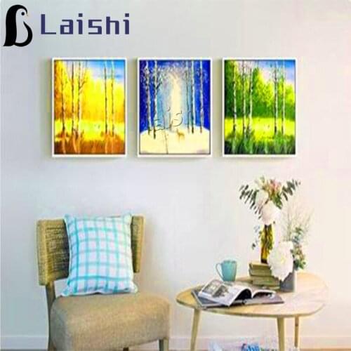 3pcs diamond painting Abstract season tree, three seasons rhinestone mosaic cross stitch embroidery kits full square round drill