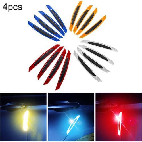 4Pcs/Set Car Door Bumper Sticker Warning Safety Mark Anti-collision Auto Side Anti-scratch Strip Car Reflective Strip Durable