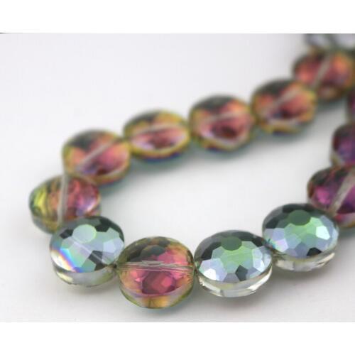 50pcs 8*14mm Fuchsia Green Faceted Round Crystal Glass Beads Pendant Fit Jewelry Necklace Craft Curtain Chandelier DIY Making