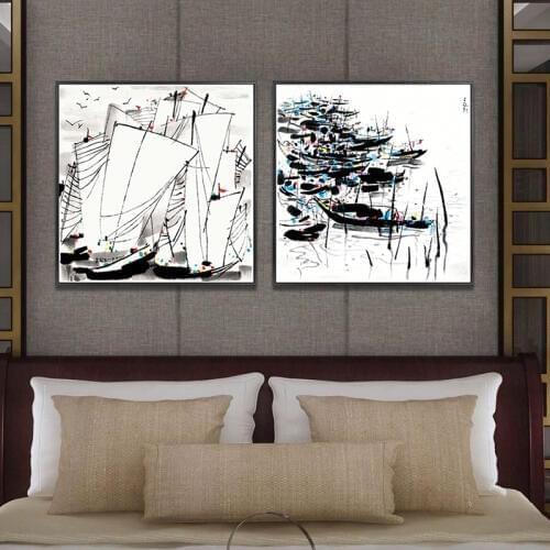 Abstract Chinese Ink Paintings Wu Guanzhong Modern Spring Canvas Art Print Poster Wall Picture For Hotel Living Room Decor Gifts