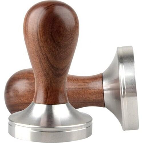 Espresso Tamper Home Coffee Tamper Distributor Natural Wood Handle Coffee Distribution Stainless Steel Barista Tool 58mm 51mm