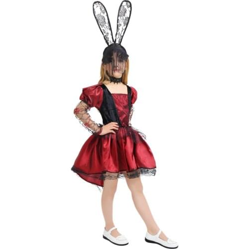 Halloween Carnival Party Childrens Clothes Vampiro Dress Up Performance Dress Girls Gothic Little Witch Costume Masquerade