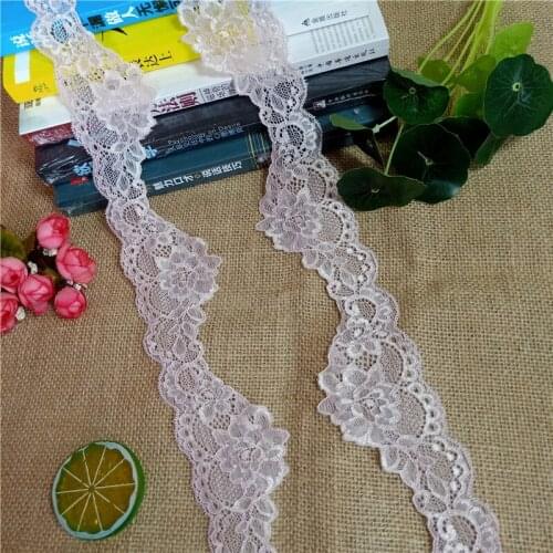 B-2 S2157 Width 6CM Mirror Lace Multi Color Pink Narrow Elastic Nylon Stretchy Lace Tirm For Sewing Dress