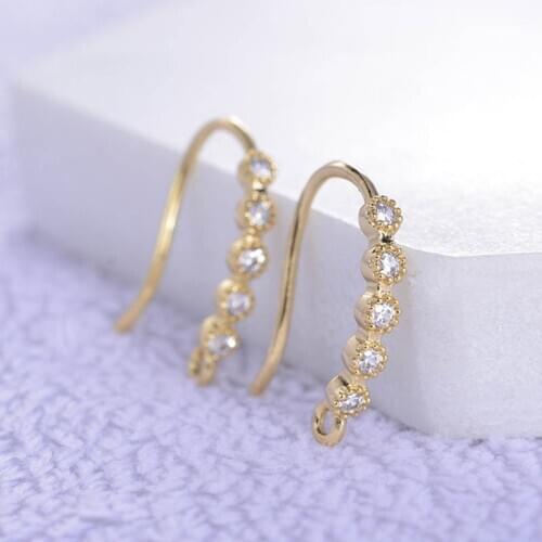 Micro-Inlaid CZ Brass Earrings Hooks Findings Gold Tone for Dangle Drop Jewelry Making DIY Accessories