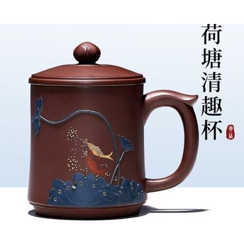 Guyuetang Yixing Zisha Cup, famous handmade teacup, kungfu tea set, mens cup, lotus pond Qingqu cup