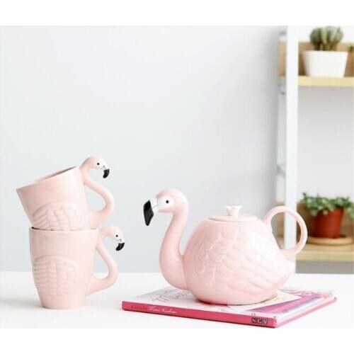 Pink Flamingo Ceramic Water Cup Afternoon Teapot Creative Lovely Cup Office Coffee Cup