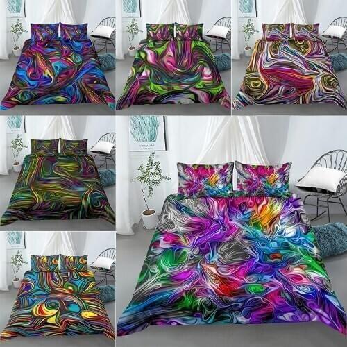 3D Bedding Set Psychedelic Trippy Pattern Duvet Cover Set with Pillowcases Queen/King Size Bedclothes Abstract Bedding set
