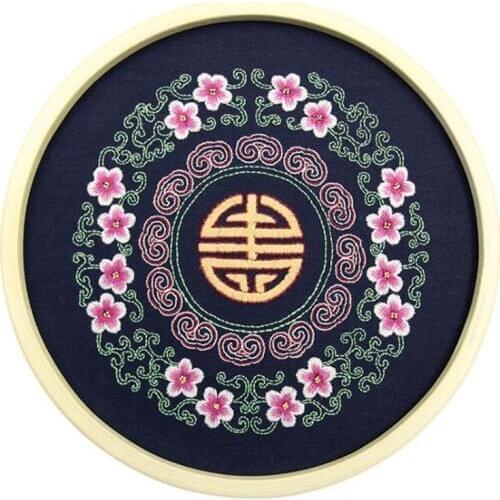 Non Cross Stitch Diamond Picture DIY Flowers Embroidery Kits with 30cm Circular Frame