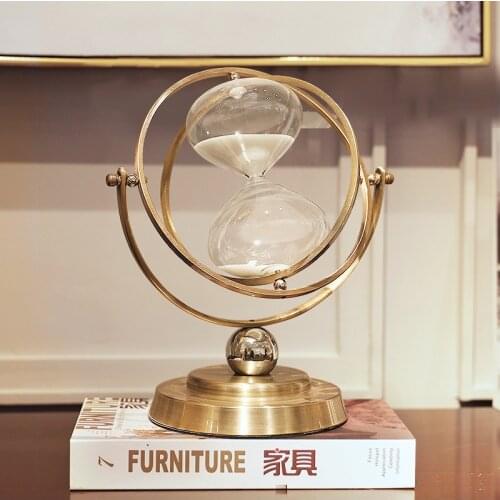 Nordic Creative Globe Hourglass Timer 60 Minutes Decoration Modern Light Luxury Office Ornaments